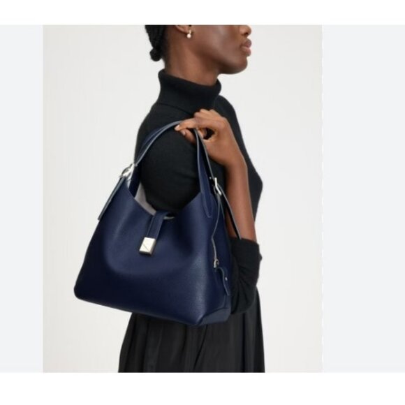 KATE SPADE NY Deco pebbled leather small tote crossbody bag - Parisian Navy - Picture 10 of 16